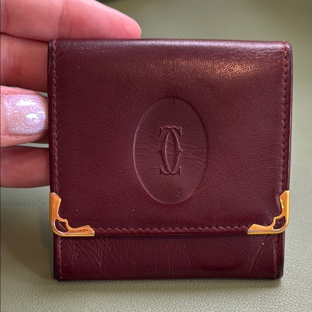 Cartier Burgundy Leather Coin Wallet